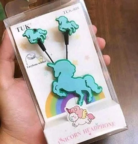 LJC Magical Unicorn Kids Earphones - Fun Unicorn Motif, 3.5mm Jack for Music, Ideal for Kids Green Colour Build Material for Kids| Amazing Sound Quality