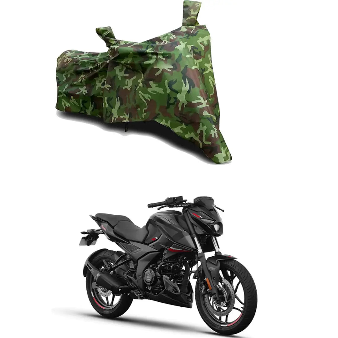 GLAMND-100% Dustproof Bike Scooty Two Wheeler Body Cover Compatible For Bajaj Pulsar N250 ABS Water Resistance  Waterproof UV Protection Indor Outdor Parking With All Varients[Militry GMJ]