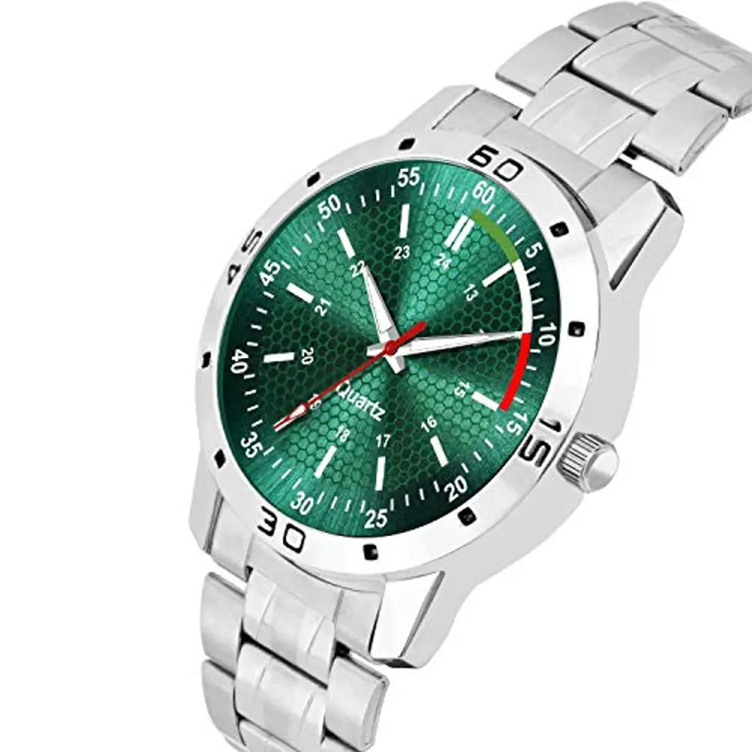 H 25 Premium Range and Attractive Look  Green Colour Dial  Silver Colour Stainless Steel Analog Watch for Men