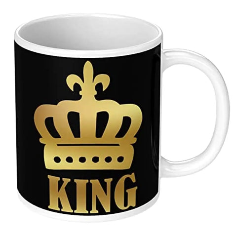 NH10 DESIGNS King Golden Crown Printed Mug For Birthday Gift Wedding Anniversary For Couples Husband Boyfriend Friend Boys Mug For Valentine Gift (Microwave Safe Ceramic Tea Coffee Mug-350ml) - CPVWM 20