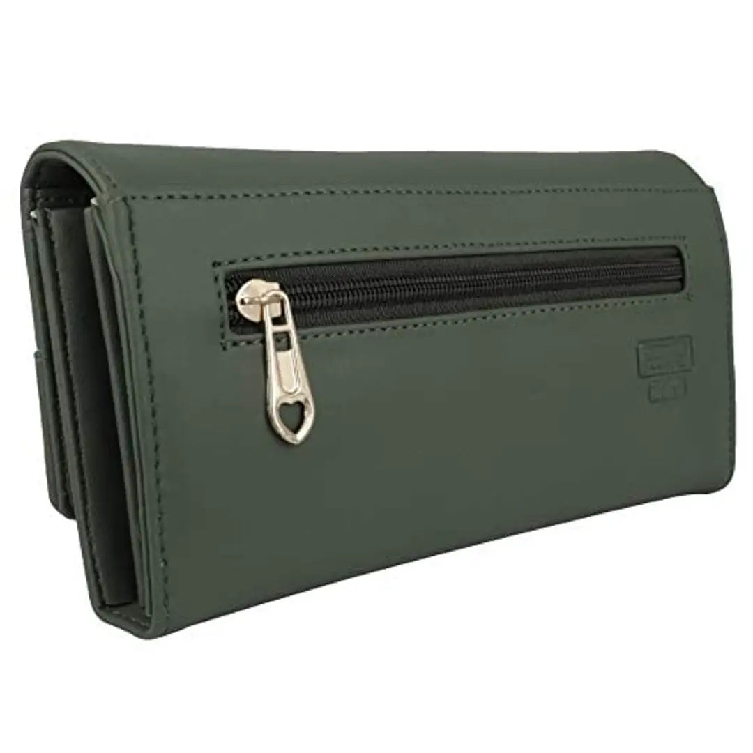Women and Girls Synthetic Faux-leather Hand Clutch Cum Mobile Hand wallet (ARFC-1802GREEN)