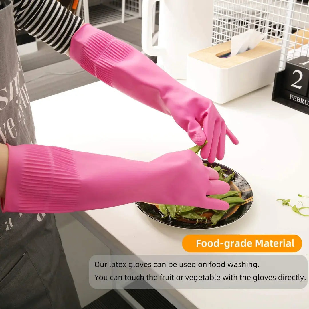 Long Slevees Rubber Washable Reuseble Hand Garden Kitchen Bathroom Toilet Cleaning Gloves GL-47