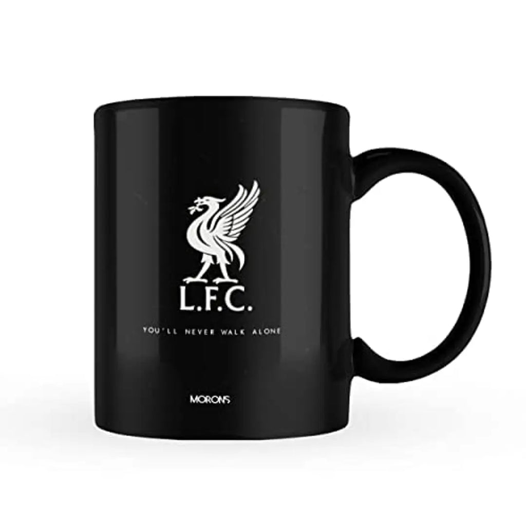Morons Printed Black Patch You Never Walk Alone Coffee Mug | Printed Liverpool Barclays EPL Coffee Mug Gift for Friends (Black, Pack of 1, 330 ml)