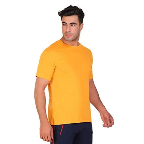 HiFlyers Solid Men Round Neck Yellow T-Shirt