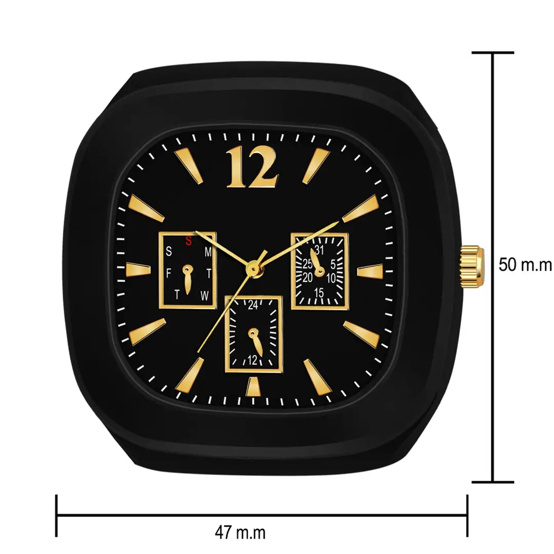 Stylish Black Silicone Analog Watches For Men Pack Of 2