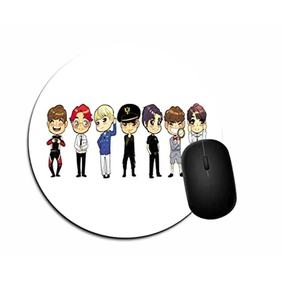 NH10 DESIGNS BTS Logo BTS Army Printed Anti-Skid Flexible Rubber Round Gaming (20Cm) Mousepad for Laptop, PC, Computer, Desktop, Home & Office, Non-Slip BTS Mouse Pad- BTSCMPV 31