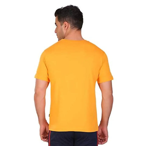 HiFlyers Solid Men Round Neck Yellow T-Shirt