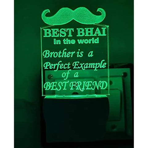 Gadgets World Best Brother Slogan Acrylic 3D Optical Illusion Night Lamp, RGB 7 Colors Auto Colour Changing LED Plug and Play Night Light, Office Day Light, for Home and Office Use, Best for Gift