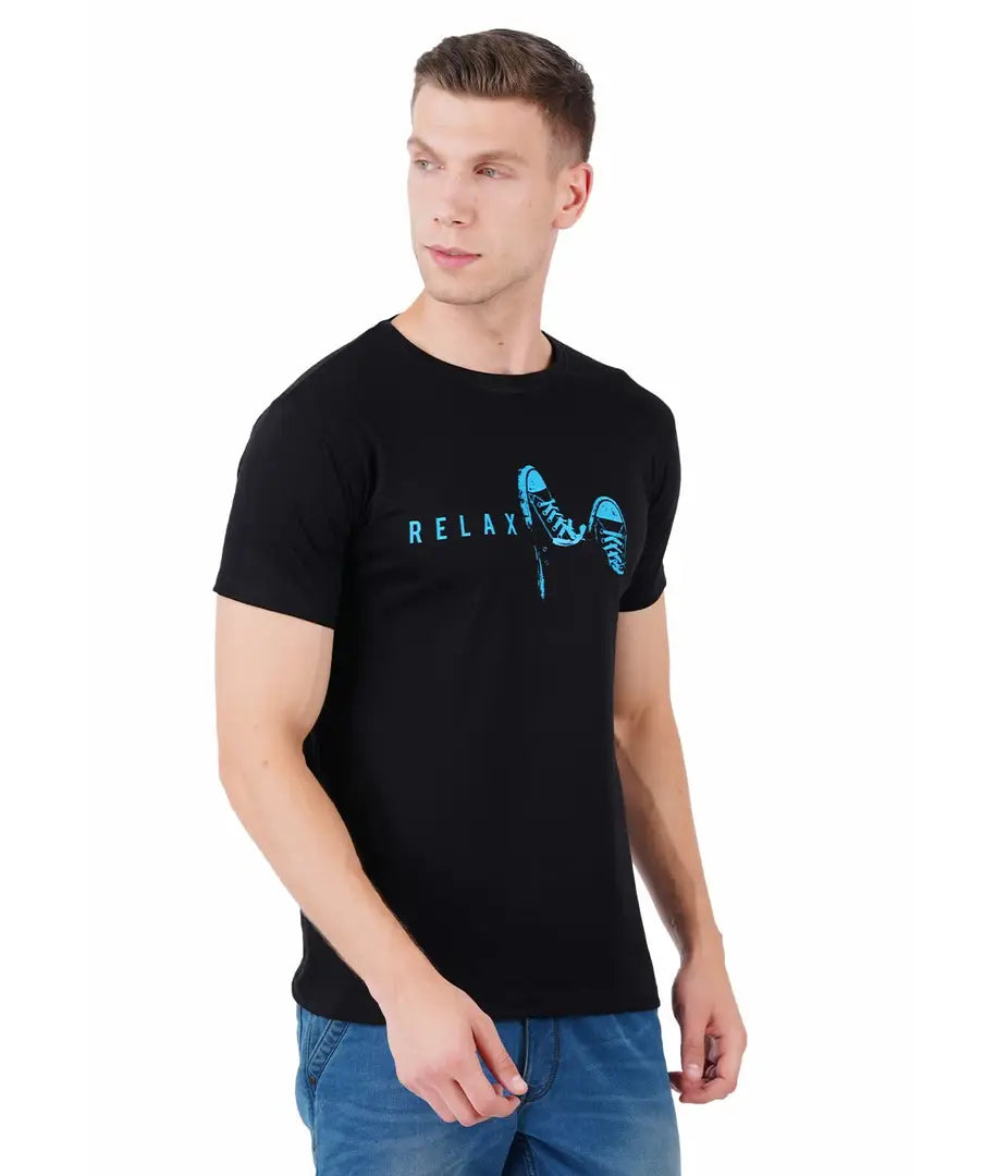 BET Men Premium Cotton Round Neck Printed T-Shirt Black