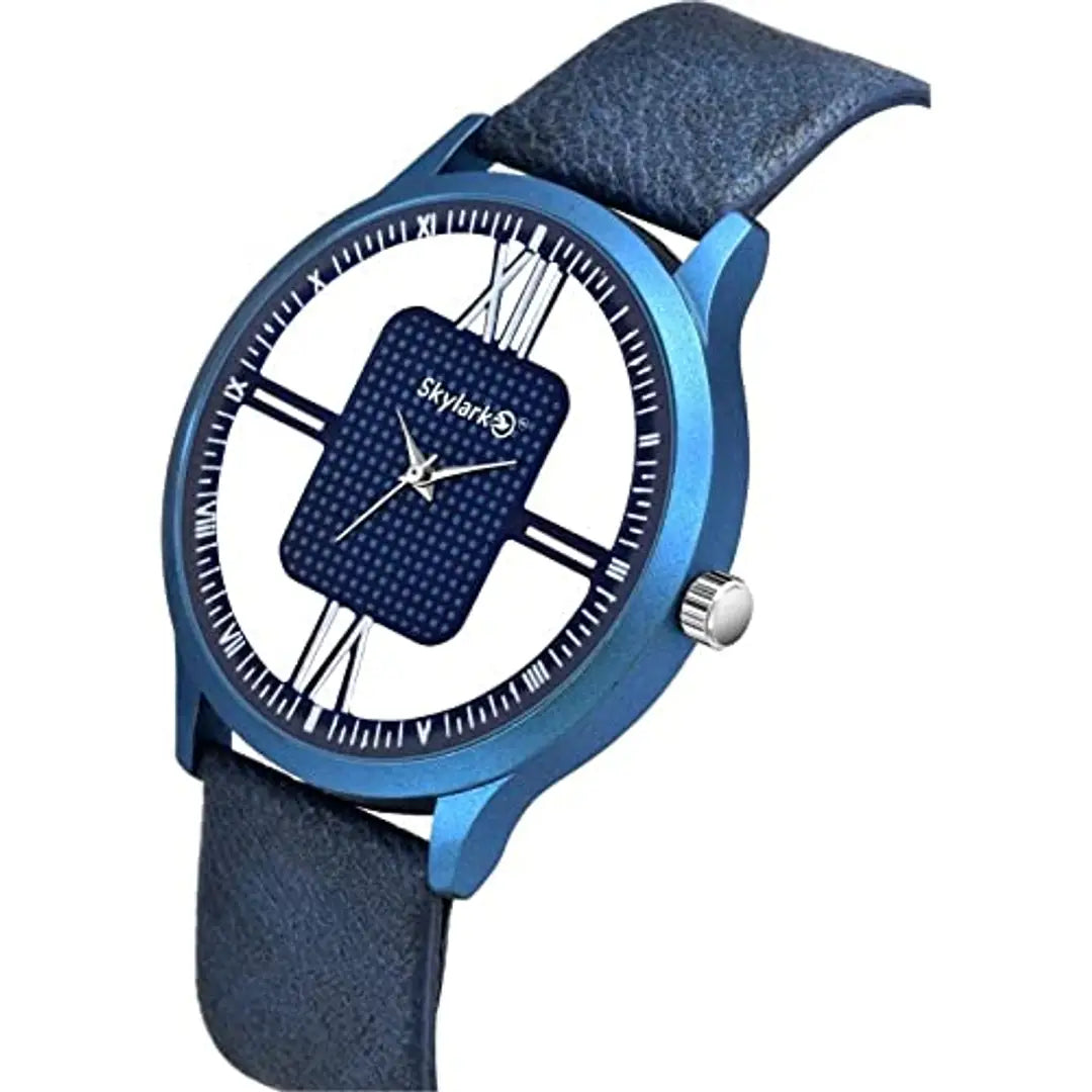 Youth Club Unique and Latest Designed Transparent dial with Blue Colour Leather Strap Analogue Watch for Men and Boys Analog Watch - for Men