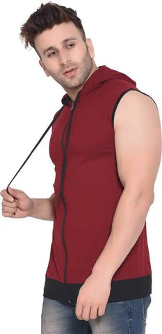 RiseMax Cotton Blend Cut Sleeve Round Neck Regular Fit T-Shirt for Men