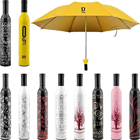 ONTRIP Windproof Double Layer Umbrella with Bottle Cover Umbrella for UV Protection & Rain | Outdoor Car Umbrella for Women & Men(Multicolour)