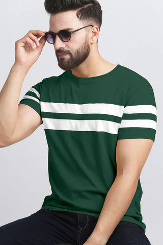 Elegant Cotton Blend Colourblocked Round Neck Tees For Men- Pack Of 2