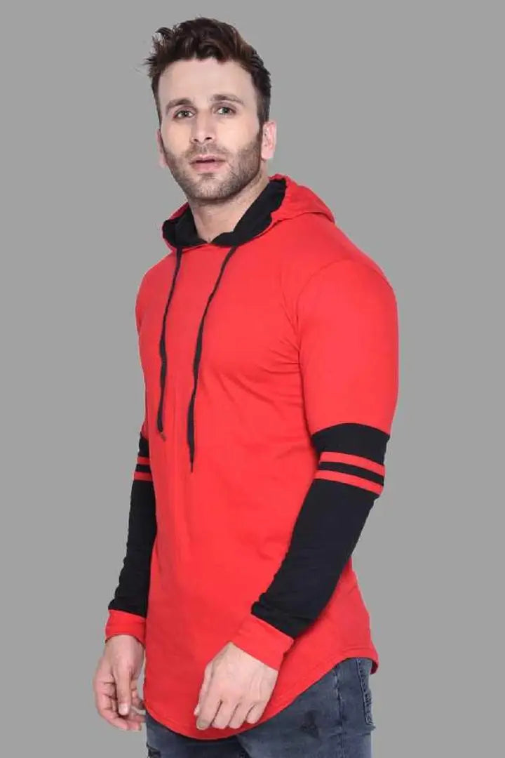 RiseMax Striped Cotton Blend M25 Full Sleeve Hoodie Regular Fit T-Shirt for Men