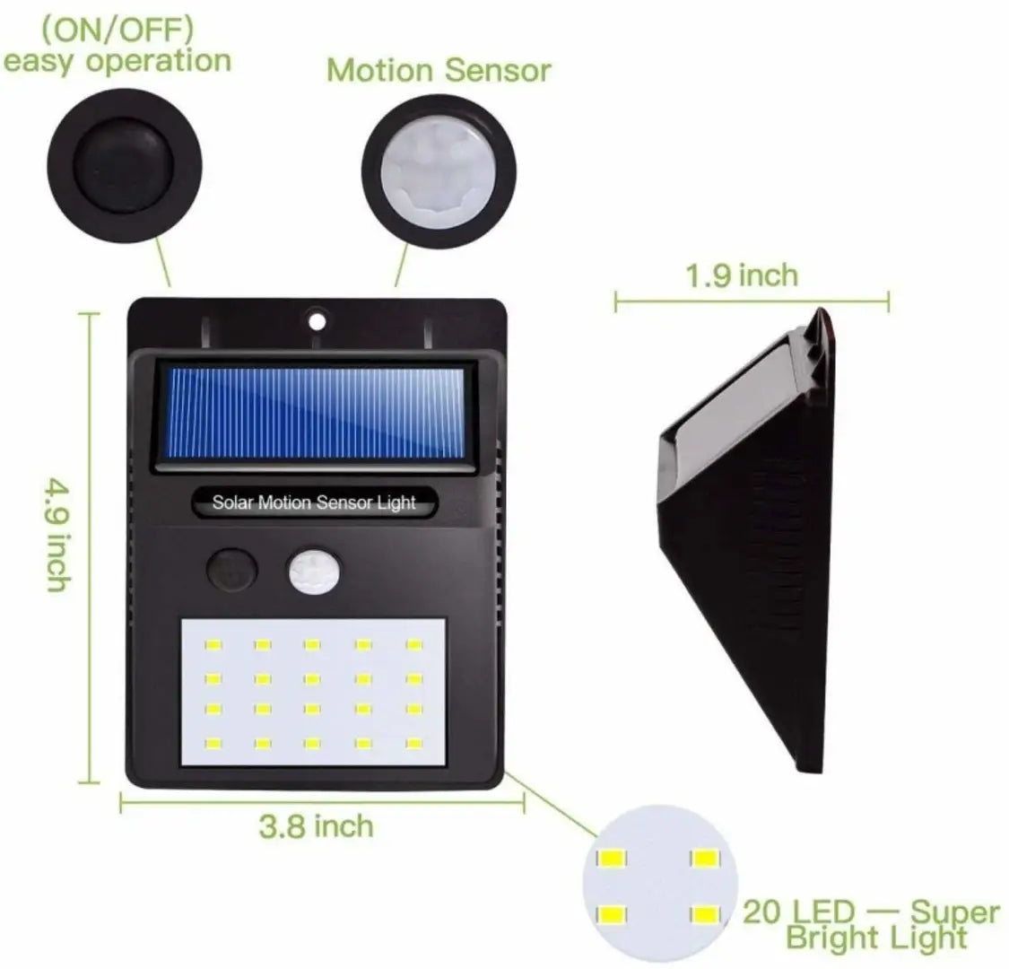 20 LED Solar Motion Sensor Light,Outdoor Weatherproof for Driveway Garden Path Yard (Pack Of 9) Solar Light Set