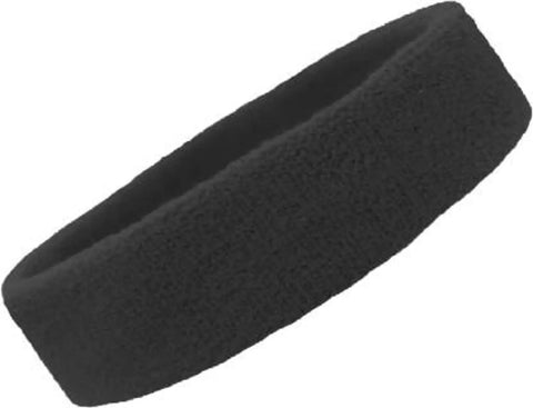 Sweatband for Workout/ Sports Fitness/Exercise/Training/Running/Yoga Head Band - Pack of 1 - Black