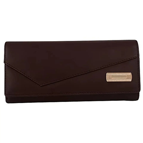 YESSBENZA Women's and Girls Stylish Synthetics Faux-Leather Tow Fold Hand Clutch Cum Mobile Hand Wallet Purses 6 Multiples Cards Slots(YAFC-1302SATIN BROWN)