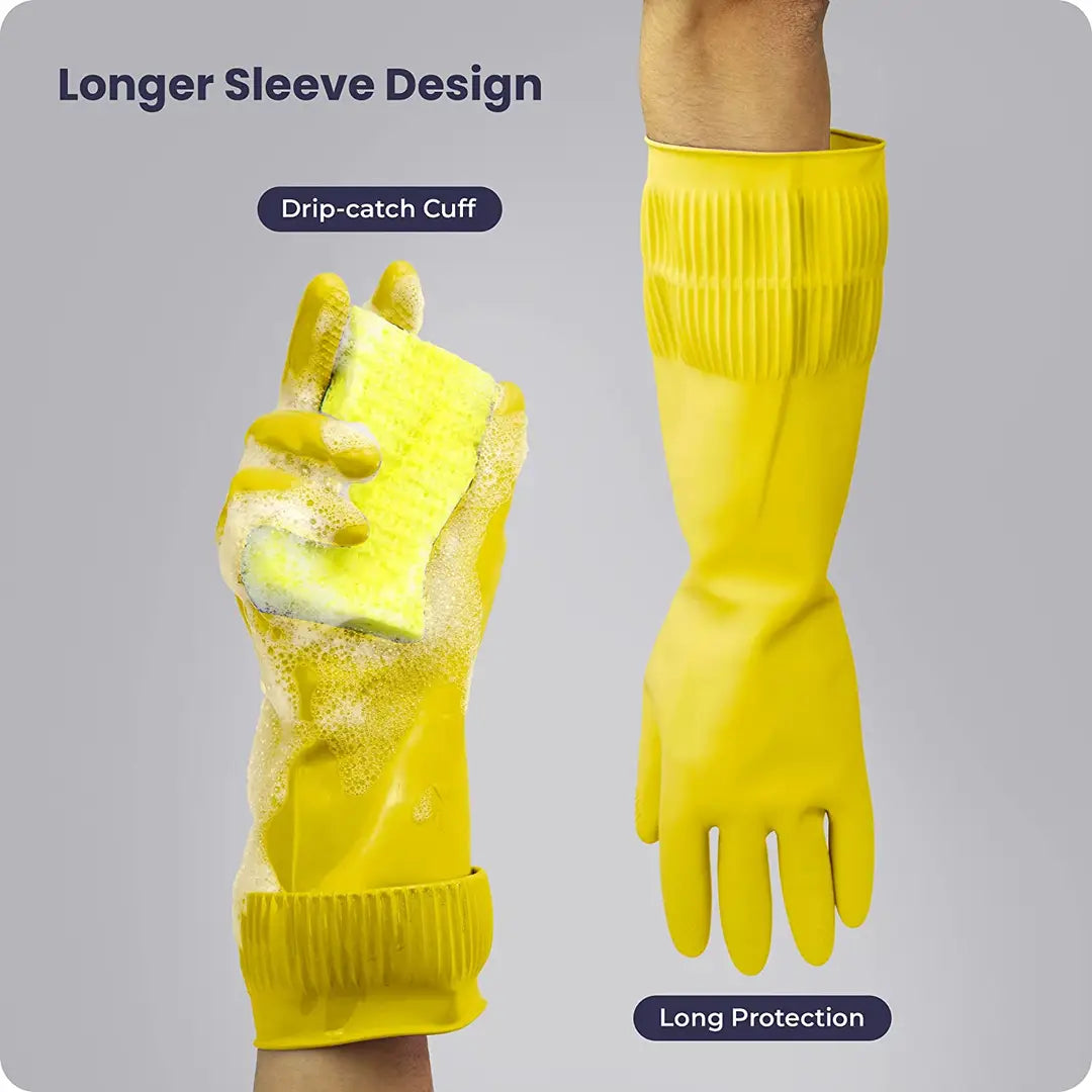 Long Slevees Rubber Washable Reuseble Hand Garden Kitchen Bathroom Toilet Cleaning Gloves GL-25