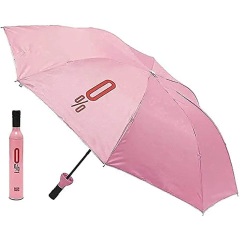 MUREN? stylish folding umbrella with wine bottle cover-lightweight travel friendly fashionable umbrella ?mini portable umbrella for rain  sun multicolor-unisex (Pink)