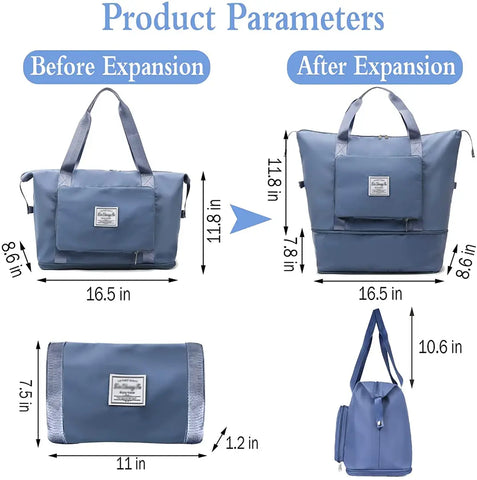 Lightniing Hammerz Nylon 285 Cms Travel Duffle Bag Expandable Folding Travel Bag for Women   Lightweight Waterproof Carry Luggage Bag for Travel (Blue)