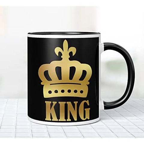 NH10 DESIGNS King Golden Crown Printed Mug For Birthday Gift Wedding Anniversary For Couples Husband Boyfriend Friend Boys Mug For Valentine Gift (Microwave Safe Ceramic Tea Coffee Mug-350ml) - CPV3TM 76