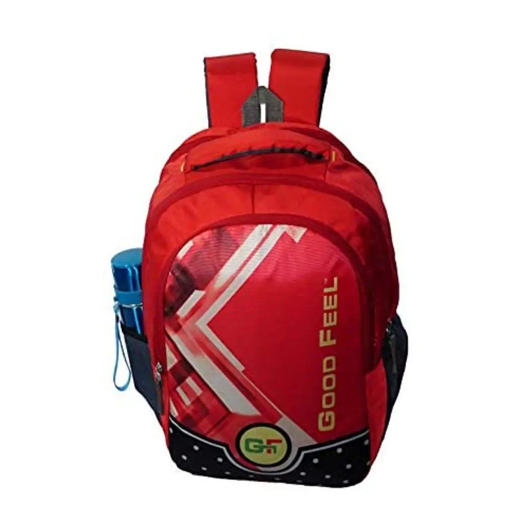 GoodFeel New Canvas Polyester School Bag, College Bag, Laptop Bag for Boys and Girls (Red)