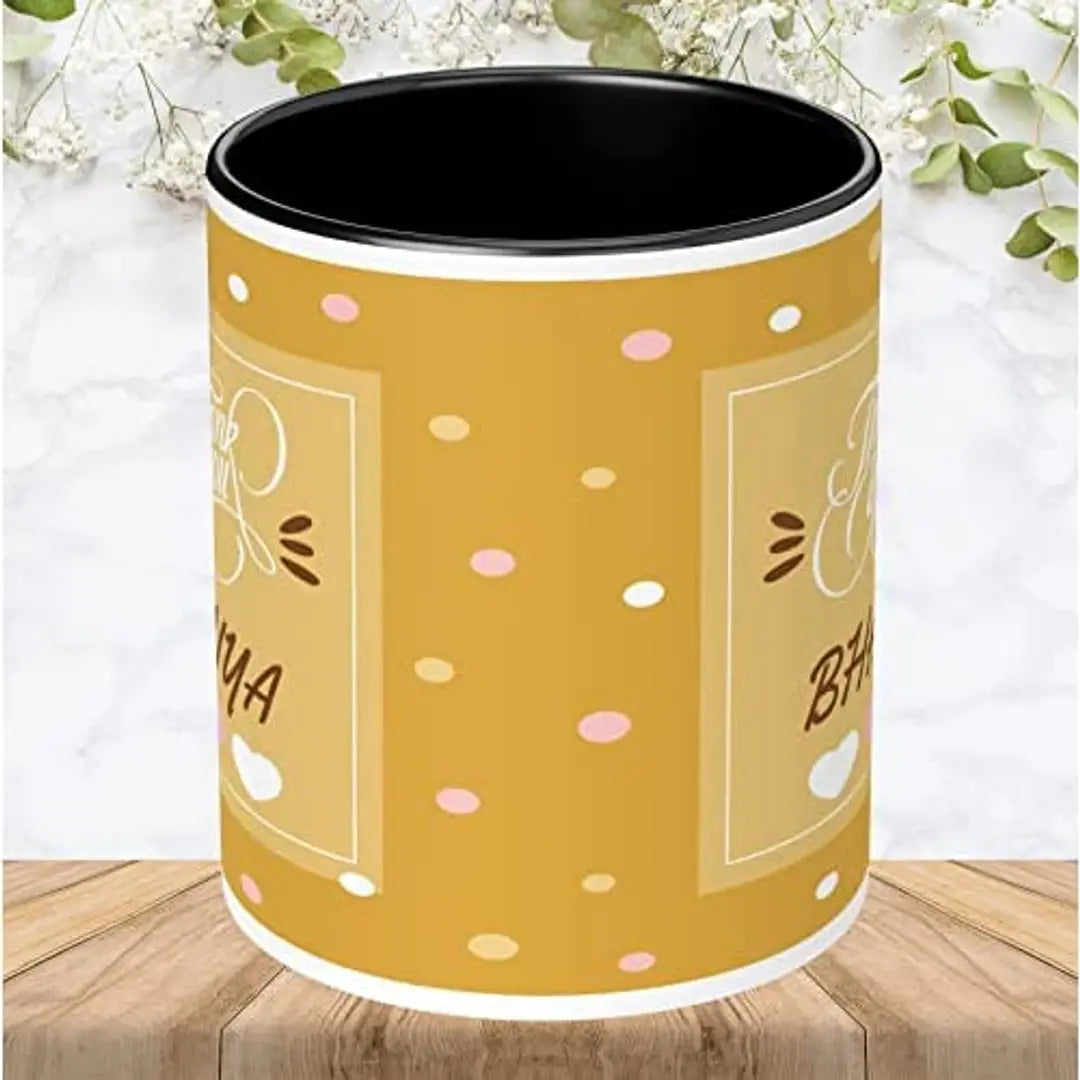 NH10 DESIGNS Thankyou Bhaiya Printed Black Text Quote Family Name Printed Mug?for Bhaiya Birthday Gift for Bhaiya Mug Gift for Bhaiya?(Microwave Safe Ceramic Tea Coffee Mug- 350 ML) (TY3TM 16)