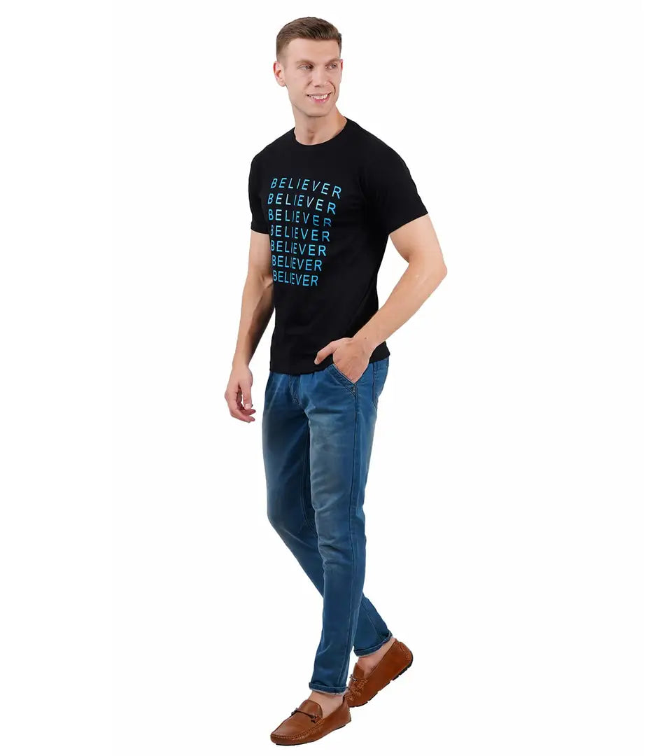 BET Men Premium Cotton Round Neck Printed T-Shirt Black