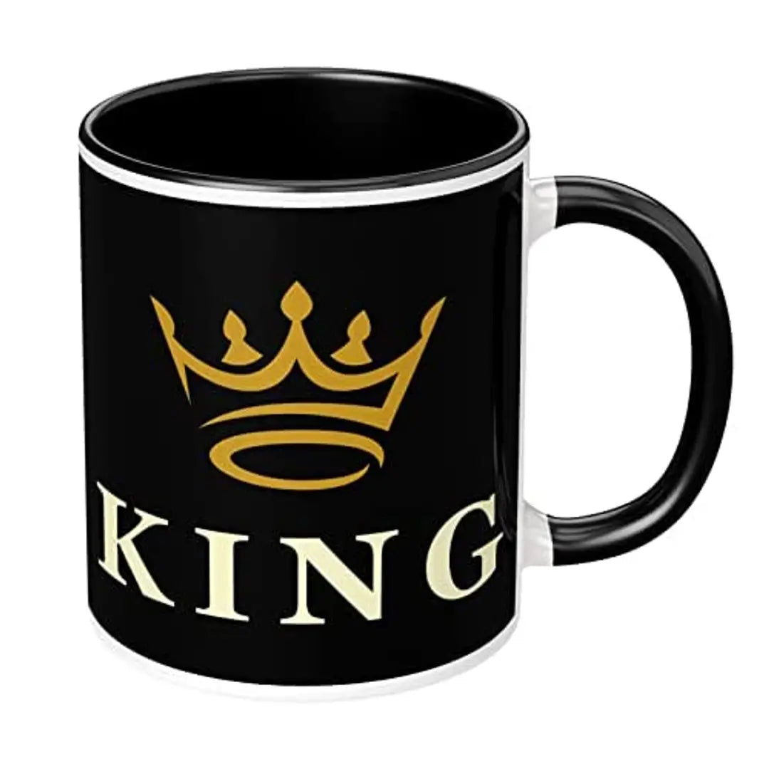 NH10 DESIGNS King Golden Crown Printed Mug For Birthday Gift Wedding Anniversary For Couples Husband Boyfriend Friend Boys Mug For Valentine Gift (Microwave Safe Ceramic Tea Coffee Mug-350ml) - CP3TM 78
