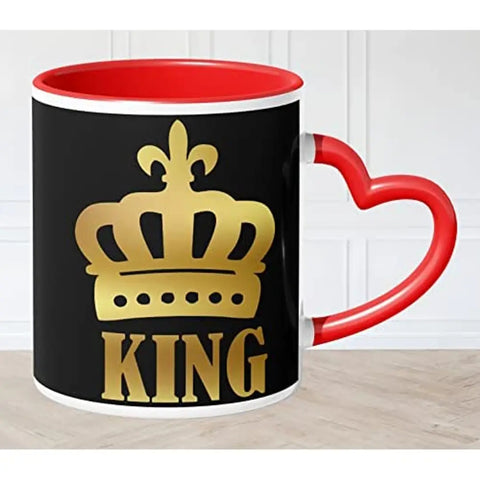 NH10 DESIGNS King Golden Big Crown Printed Heart Handle Mug For Birthday Anniversary Gift For Couples, Husband, Boyfriend, Mug Valentine Gift (Microwave Safe Ceramic Tea Coffee Mug-350ml) - CPHH3TM 19