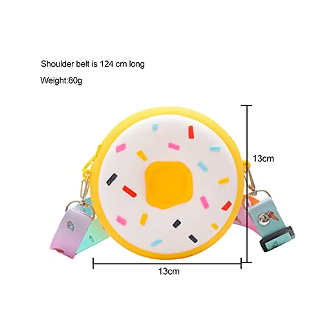 Sanjis Enterprise 3D Very Small Cartoon Silicone Waterproof Kids Girls Coin Purse Wallet Crossbody Bag Girl Cute Messenger Travel Bag Satchel Children Goodie Bag with Adjustable Strap (Donut)