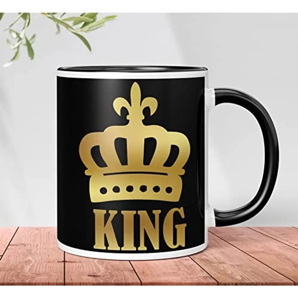 NH10 DESIGNS King Golden Crown Printed Mug For Birthday Gift Wedding Anniversary For Couples Husband Boyfriend Friend Boys Mug For Valentine Gift (Microwave Safe Ceramic Tea Coffee Mug-350ml) - CP3TM 76