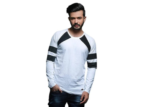 RiseMax Colourblocked Cotton Blend M23 Full Sleeve Round Neck Regular Fit T-Shirt for Men
