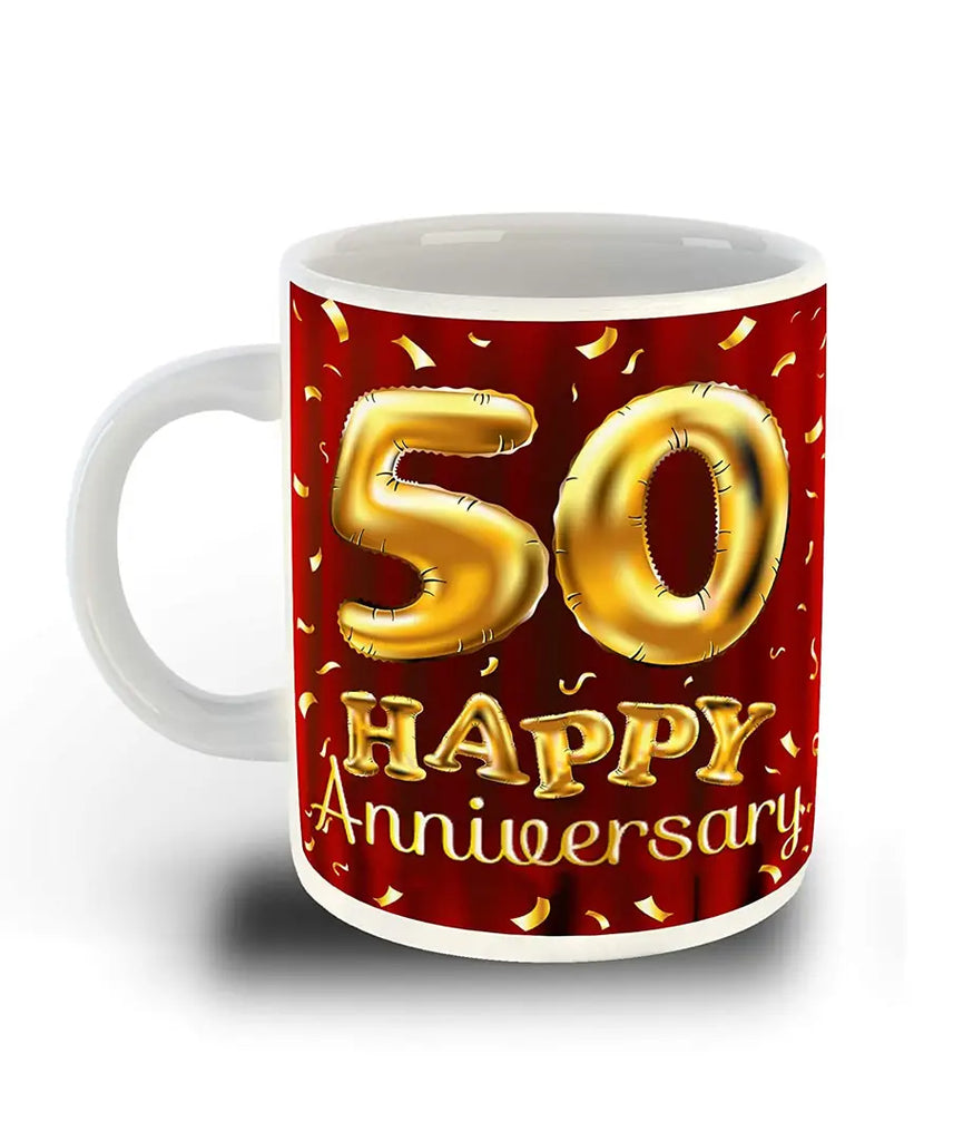 APSRA Golden Jubilee Anniversary, Happy 50th Anniversary Printed White Inner Colour Ceramic Coffee Mug and Tea Mug- Gift for Wife, Husband (Multi 1)