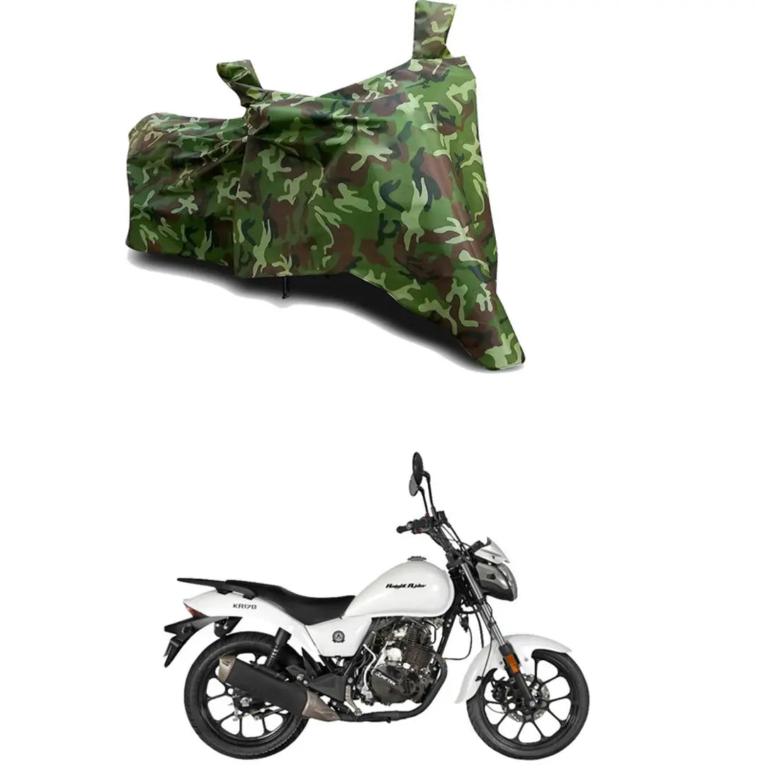 GLAMND-100% Dustproof Bike Scooty Two Wheeler Body Cover Compatible For Aftek Knight Rider KR-170 Water Resistance  Waterproof UV Protection Indor Outdor Parking With All Varients[Militry GMJ]