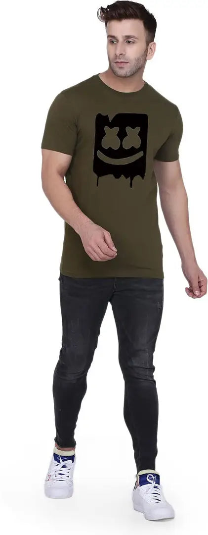 BET Branded Men's Printed Roundneck T Shirt (XX-Large, Olive)