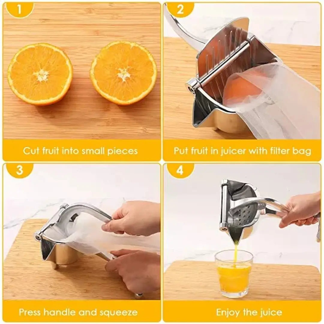 Manual Hand Press Fruit Juicer Heavy Quality With Detachable Lever And Removable Aluminum Manual Lime Juicer Hand Juicer, Juicer Instant, Orange Juicer, Steel Handle Juicer, Fruit Juicer (Aluminum, Silver Color)