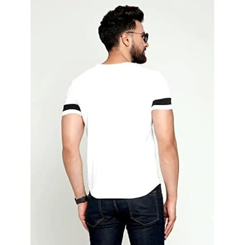 AUSK Round Neck T-Shirt (White,Medium)