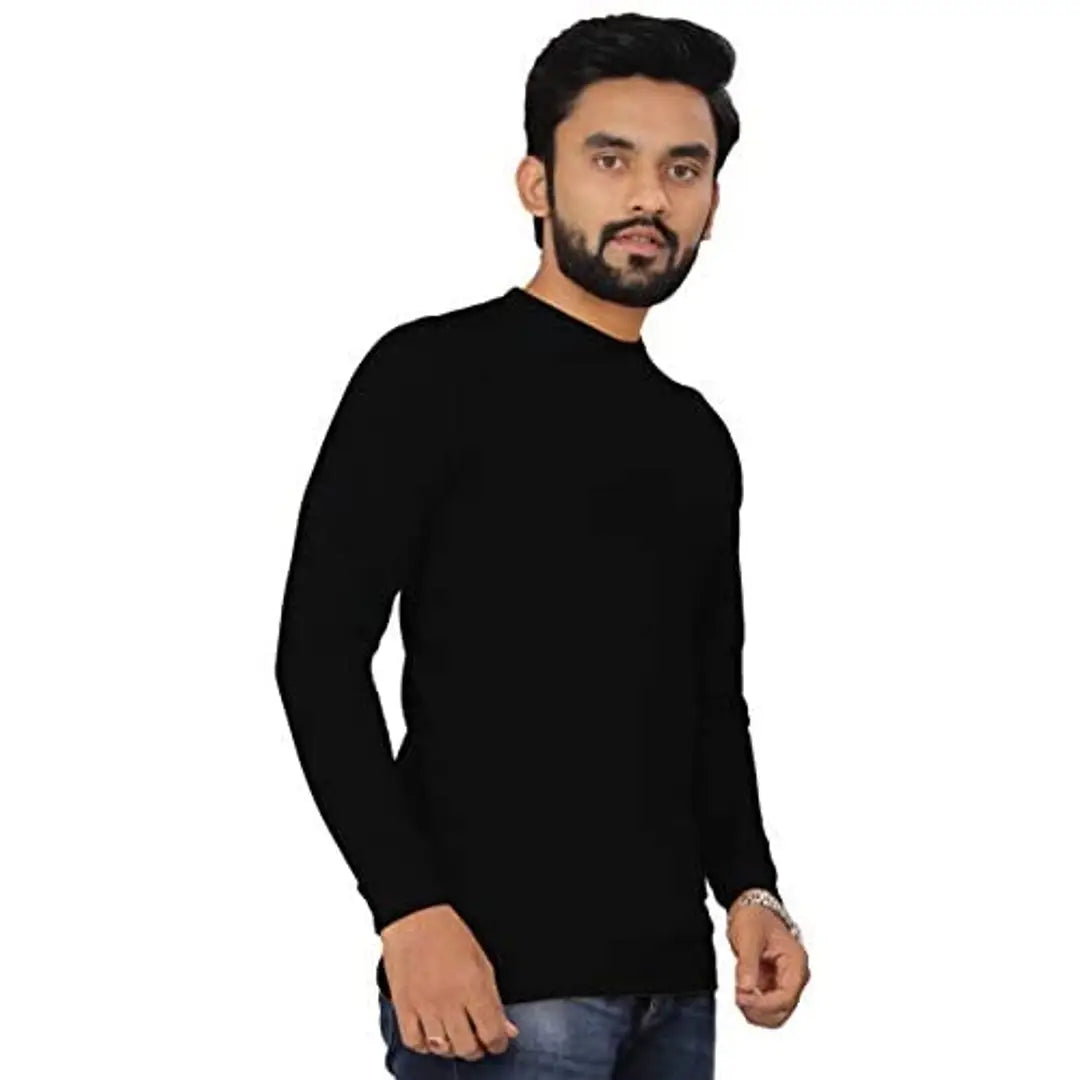 DYRECTDEALS Men's Full Sleeve Regular Fit T-Shirt Black