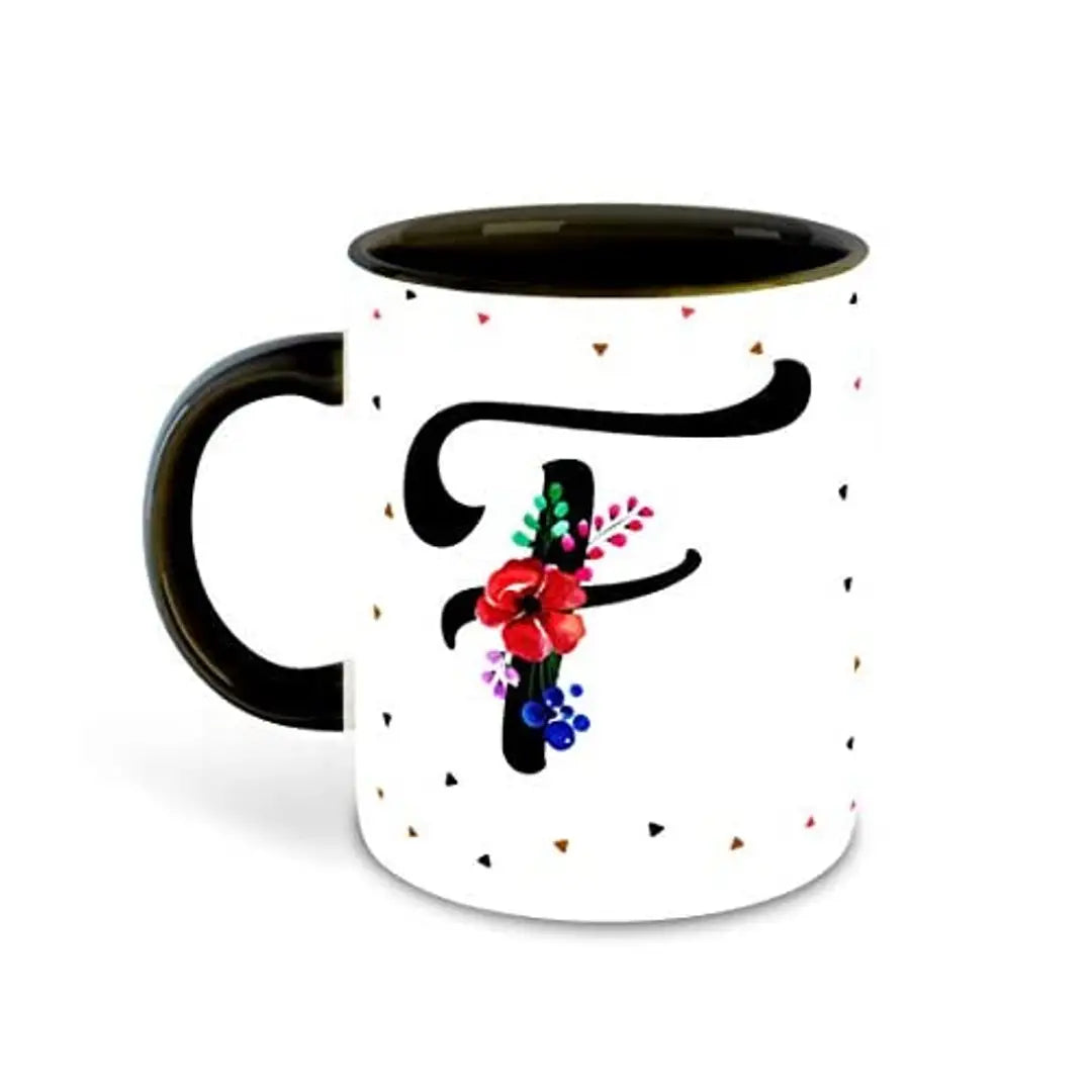 Whats Your Kick? (CSK) - Letter F Name Initial Alphabet Inspiration Printed Black Inner Ceramic Coffee Mug and Tea Mug - Birthday | Anniversary (Multi 6)