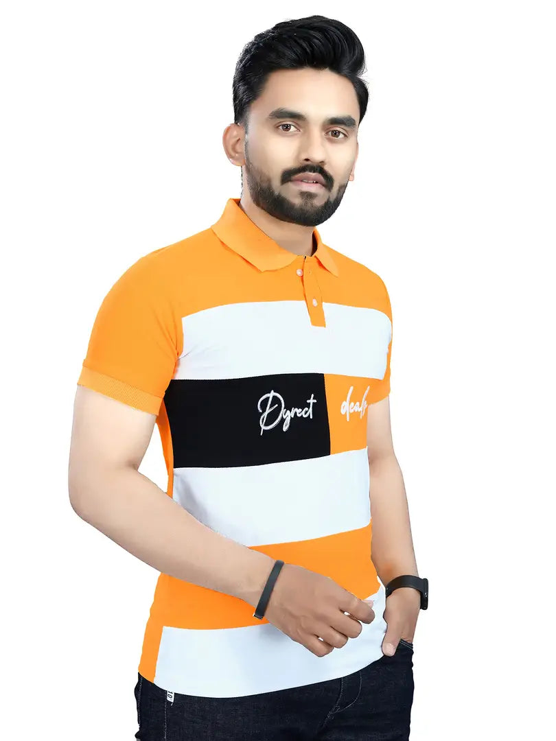 DYRECTDEALS Men's Regular Fit Yellow Polo T-Shirts-S