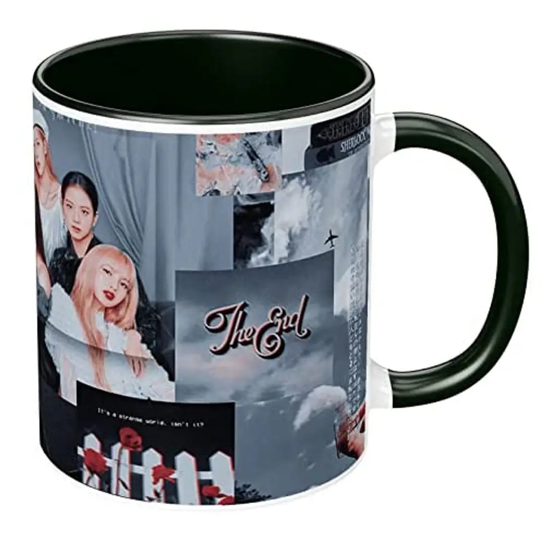 NH10 DESIGNS Blackpink Mug Black Pink Signature Mugs Gift for Girls Boys Brother Sister Hd Printed Microwave Safe Three Tone Black Ceramic Coffee Mug (350 ml)(3TONEBLKPNK-03) Pack of 1