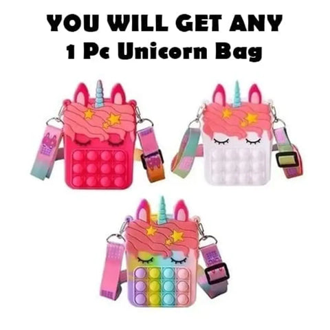 AG E-Com Pop it Unicorn Bags for Girls Fidget Toys Purse Women, Unicorn Pop It Bag for Girls, Unicorn Sling Bags for Girls Or Popit Bag , Pop It Purse for Girls Or Kids(Pack of 30)