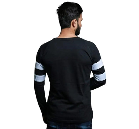 RiseMax Colourblocked Cotton Blend M23 Full Sleeve Round Neck Regular Fit T-Shirt for Men