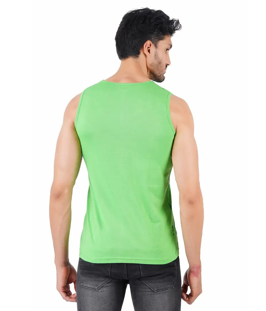 CHECKERSBAY Mens Printed Cotton Jersey Sleeveless T Shirt (X-Large, RED,Green)
