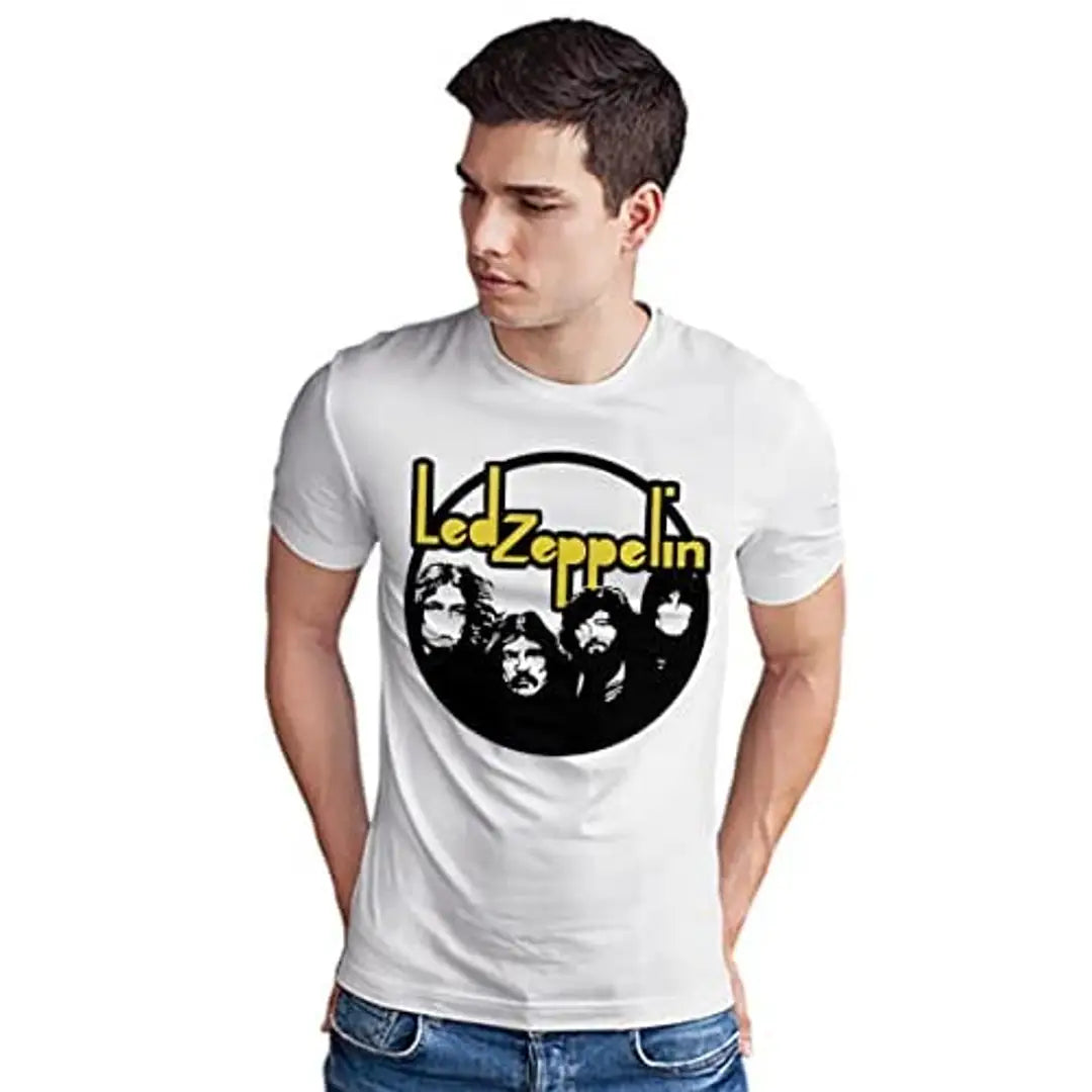 Quote Marshals Led Zeppelin_02 Printed Round Neck White T-Shirt for Men's Size-3xl