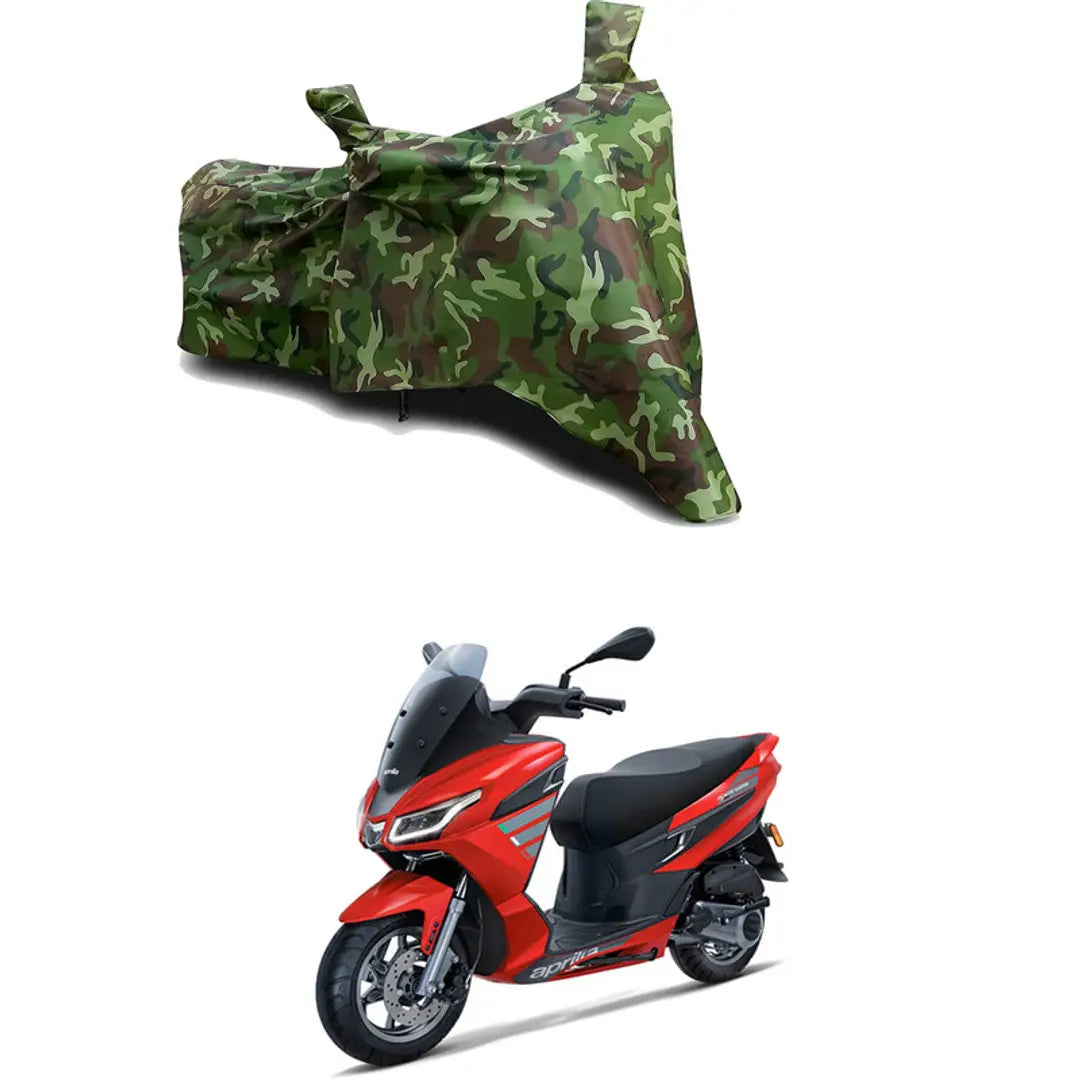 GLAMND-100% Dustproof Bike Scooty Two Wheeler Body Cover Compatible For Aprilia SXR 125 STD Water Resistance  Waterproof UV Protection Indor Outdor Parking With All Varients[Militry GMJ]