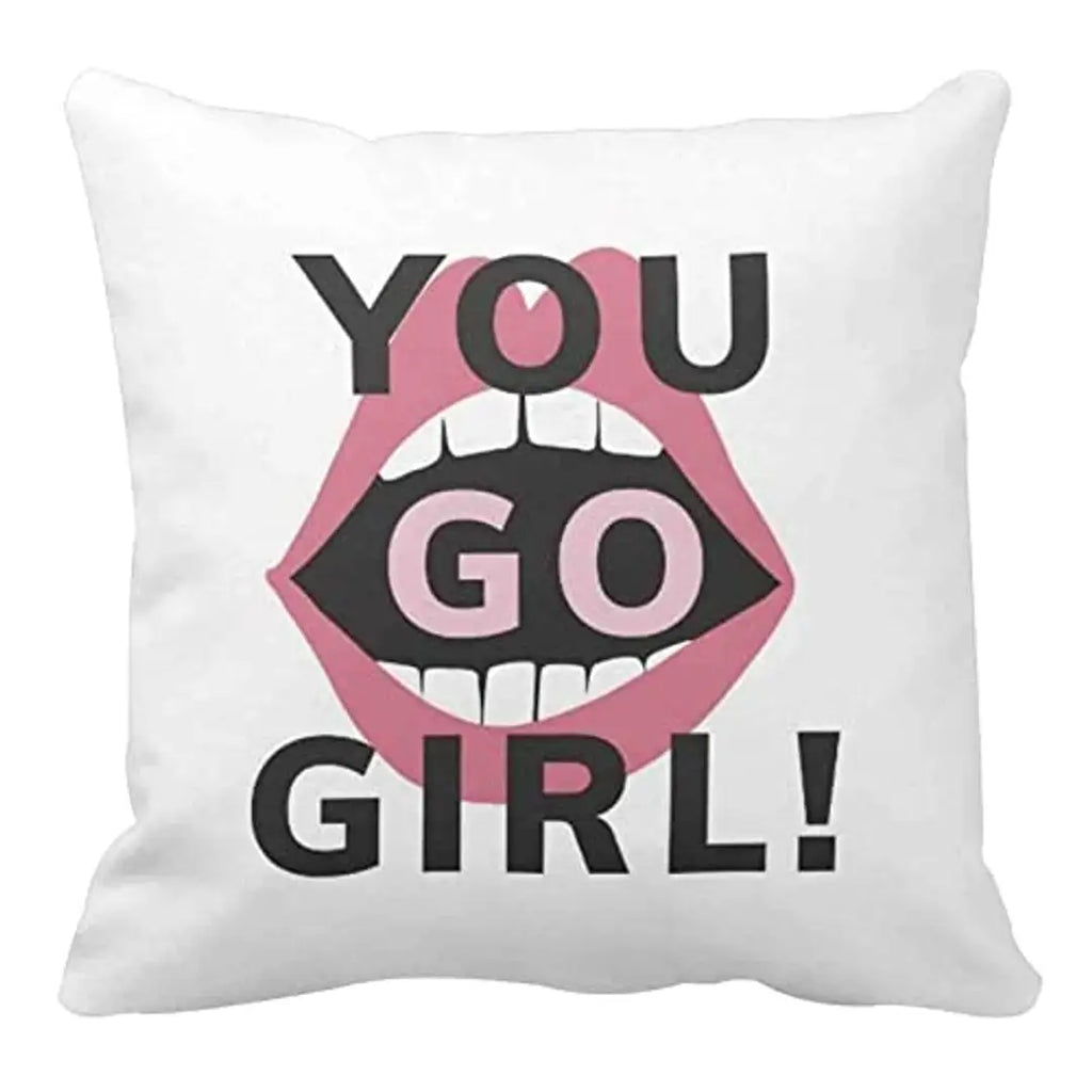 Designer Unicorn Printed Couple Cushion Cover with Filler, You go Girl 12X12 inches