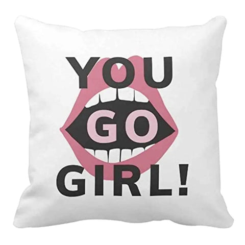 Designer Unicorn Printed Couple Cushion Cover with Filler, You go Girl 12X12 inches