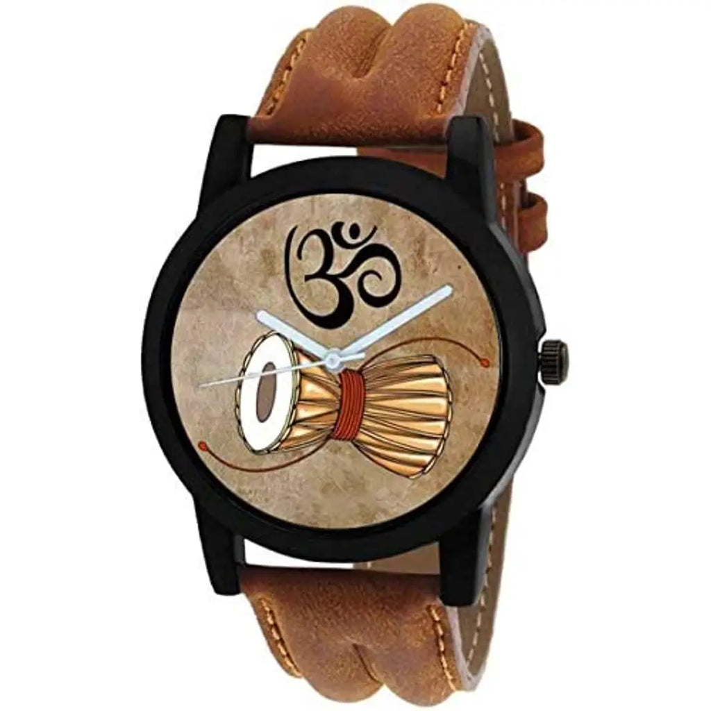 Happy Khajana H 161 Premium Range and Attractive Look  Brown Colour Dial  Brown Colour Genuine Leather Analog Watch for Men